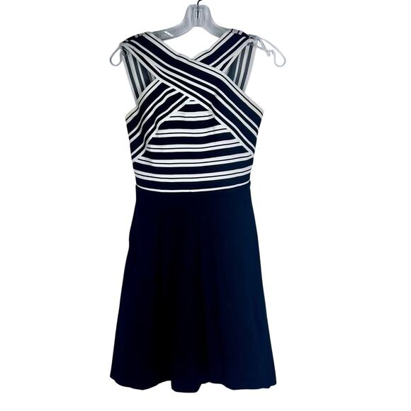 Maeve Anthropologie Womens Dress Size 0 Black Crosswise Sleeveless Flare Bandage - Picture 1 of 13